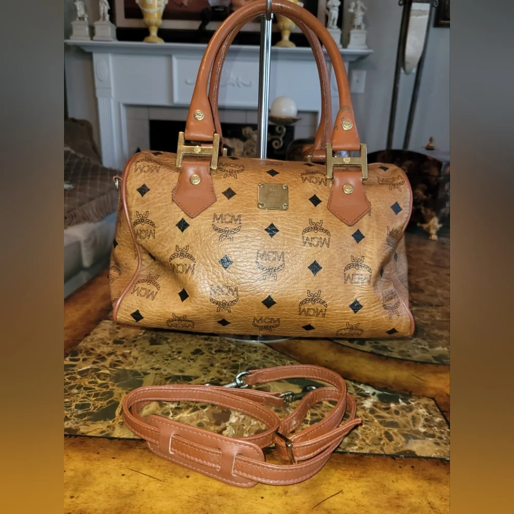 MCM Congac Boston Bag Leather Handbag With Crossbody9 - Picture 13 of 13